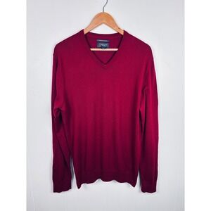 Wallin Bros. Men's Burgundy V-Neck‎ Sweater Cotton Cashmere Blend Medium